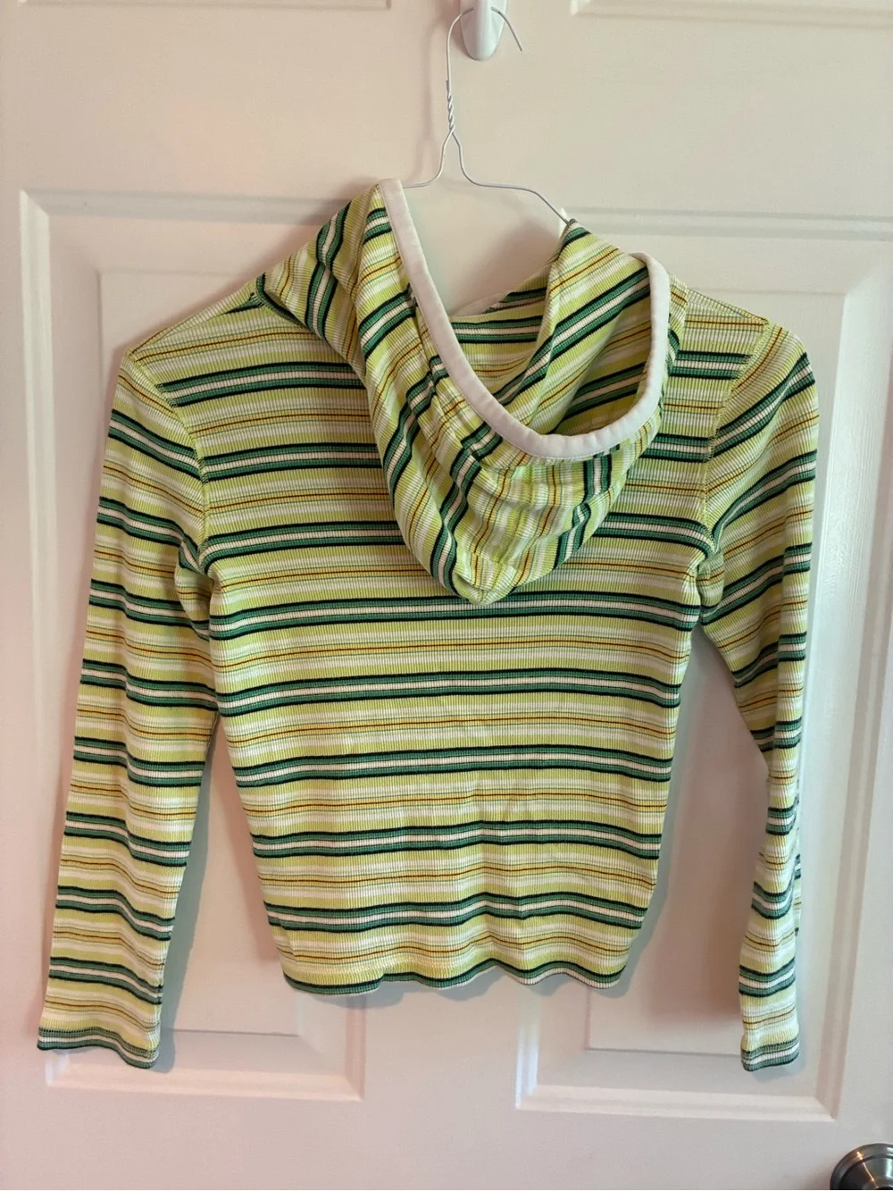 Gymboree Green and Cream Striped Hooded Sweater